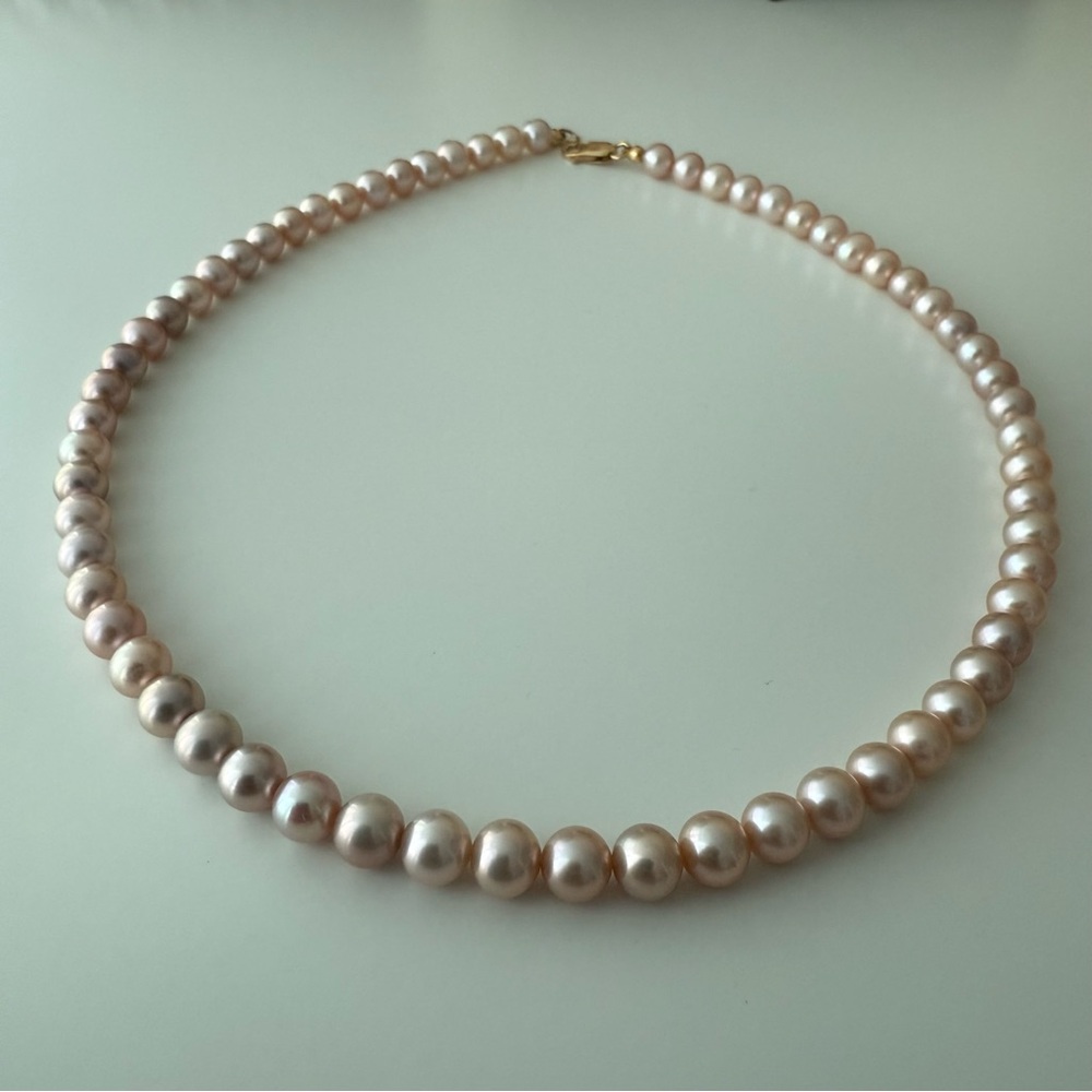 18K gold Pink Freshwater Pearl necklace by Kiku for Damas 
Mothers Day Gift